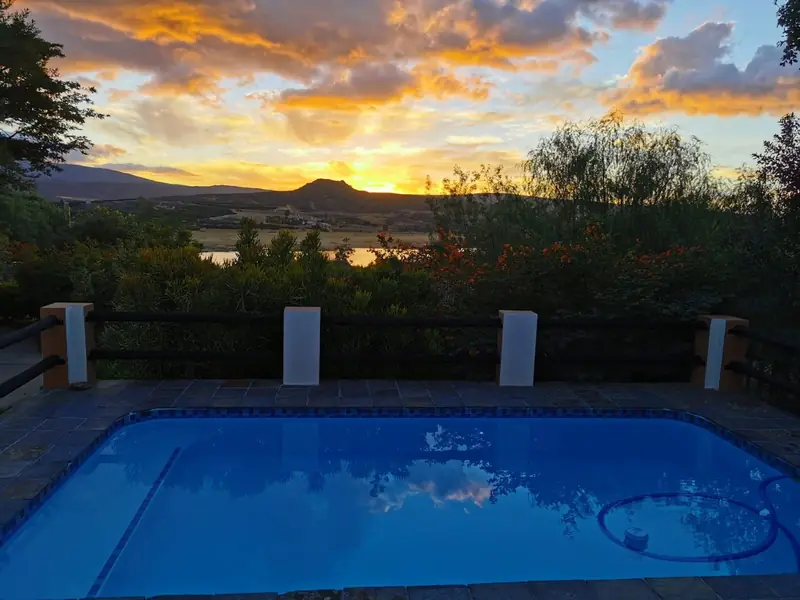 Sunset over Clanwilliam Dam from pool deck